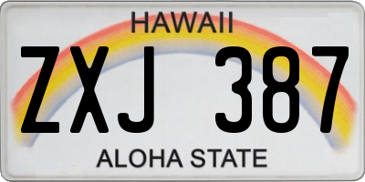 HI license plate ZXJ387