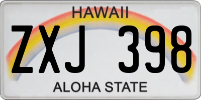HI license plate ZXJ398