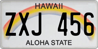 HI license plate ZXJ456