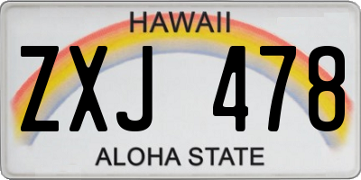 HI license plate ZXJ478