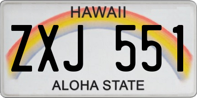 HI license plate ZXJ551