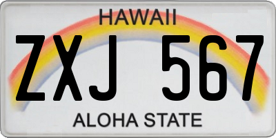 HI license plate ZXJ567