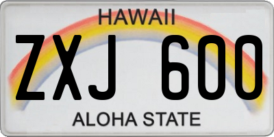 HI license plate ZXJ600