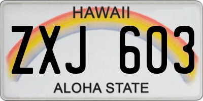 HI license plate ZXJ603