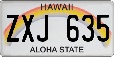 HI license plate ZXJ635