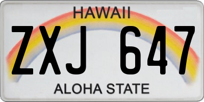 HI license plate ZXJ647