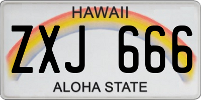 HI license plate ZXJ666