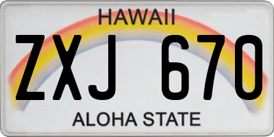 HI license plate ZXJ670