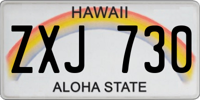 HI license plate ZXJ730