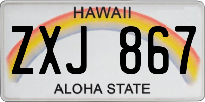 HI license plate ZXJ867