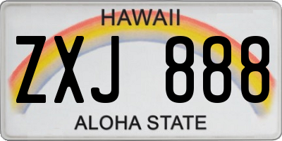 HI license plate ZXJ888