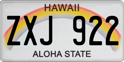 HI license plate ZXJ922