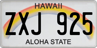 HI license plate ZXJ925