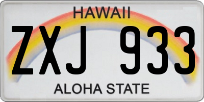HI license plate ZXJ933