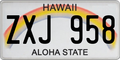 HI license plate ZXJ958