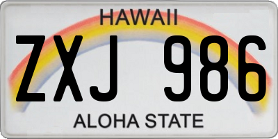 HI license plate ZXJ986