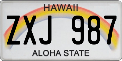 HI license plate ZXJ987