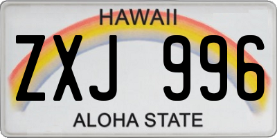 HI license plate ZXJ996