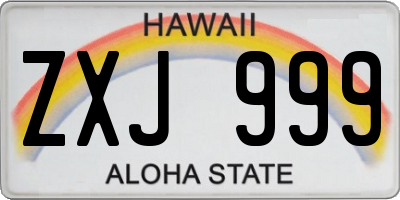 HI license plate ZXJ999