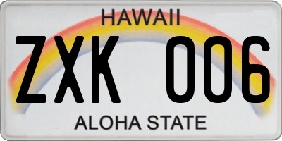 HI license plate ZXK006