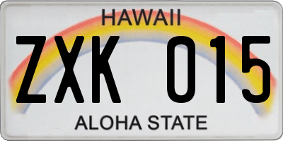 HI license plate ZXK015