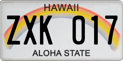 HI license plate ZXK017