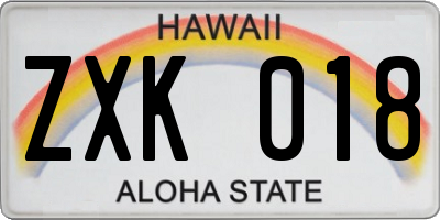 HI license plate ZXK018