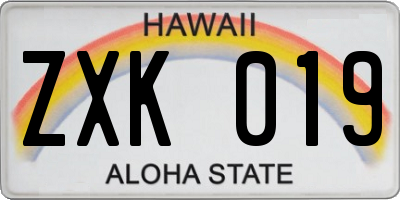 HI license plate ZXK019