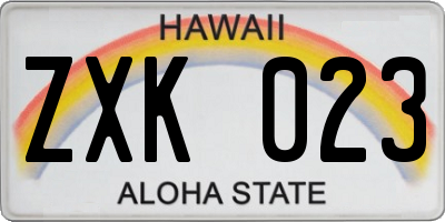 HI license plate ZXK023