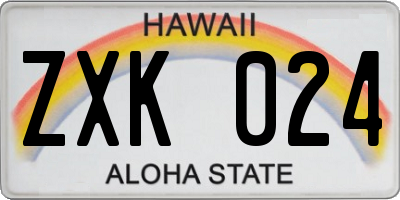 HI license plate ZXK024
