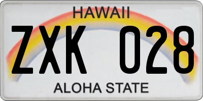 HI license plate ZXK028