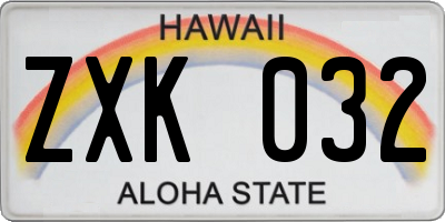 HI license plate ZXK032