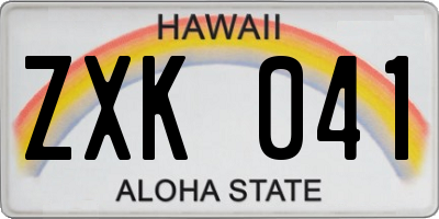 HI license plate ZXK041