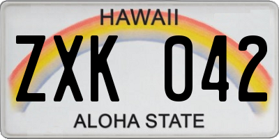 HI license plate ZXK042