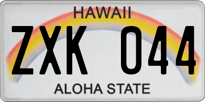 HI license plate ZXK044