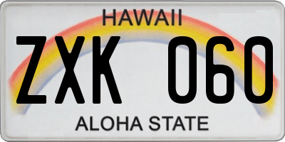 HI license plate ZXK060