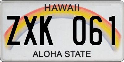 HI license plate ZXK061