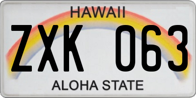 HI license plate ZXK063