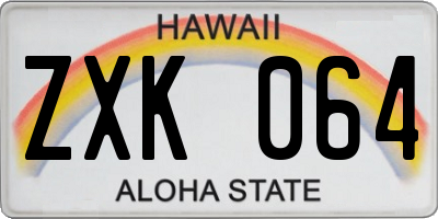 HI license plate ZXK064