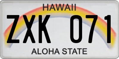 HI license plate ZXK071