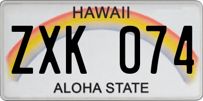 HI license plate ZXK074