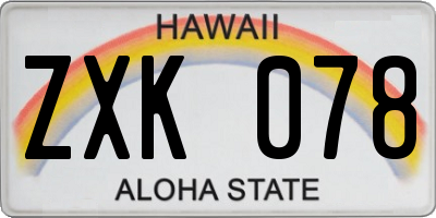 HI license plate ZXK078