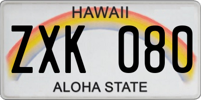 HI license plate ZXK080