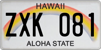 HI license plate ZXK081