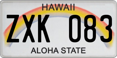 HI license plate ZXK083