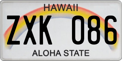 HI license plate ZXK086