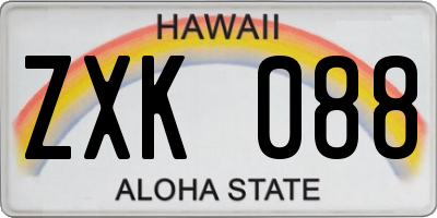 HI license plate ZXK088