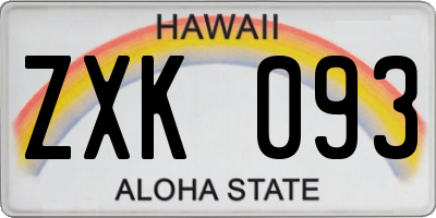 HI license plate ZXK093