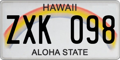 HI license plate ZXK098