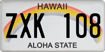 HI license plate ZXK108